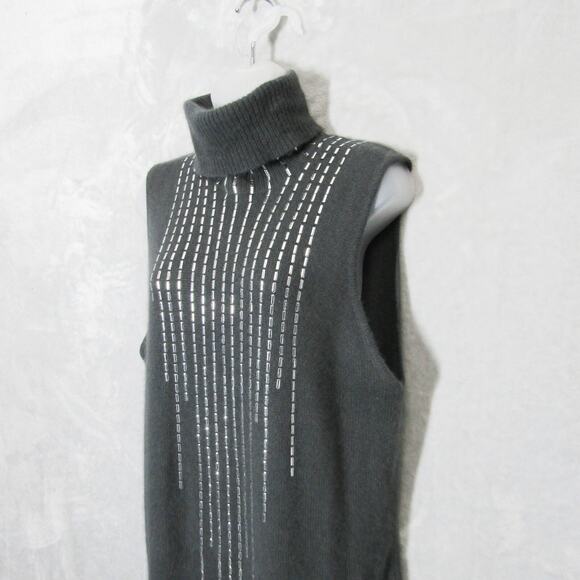 Krizia Maglia Maxi Dress Sweater Womens Large Angora Wool Gray Silver Metallic - Picture 3 of 13